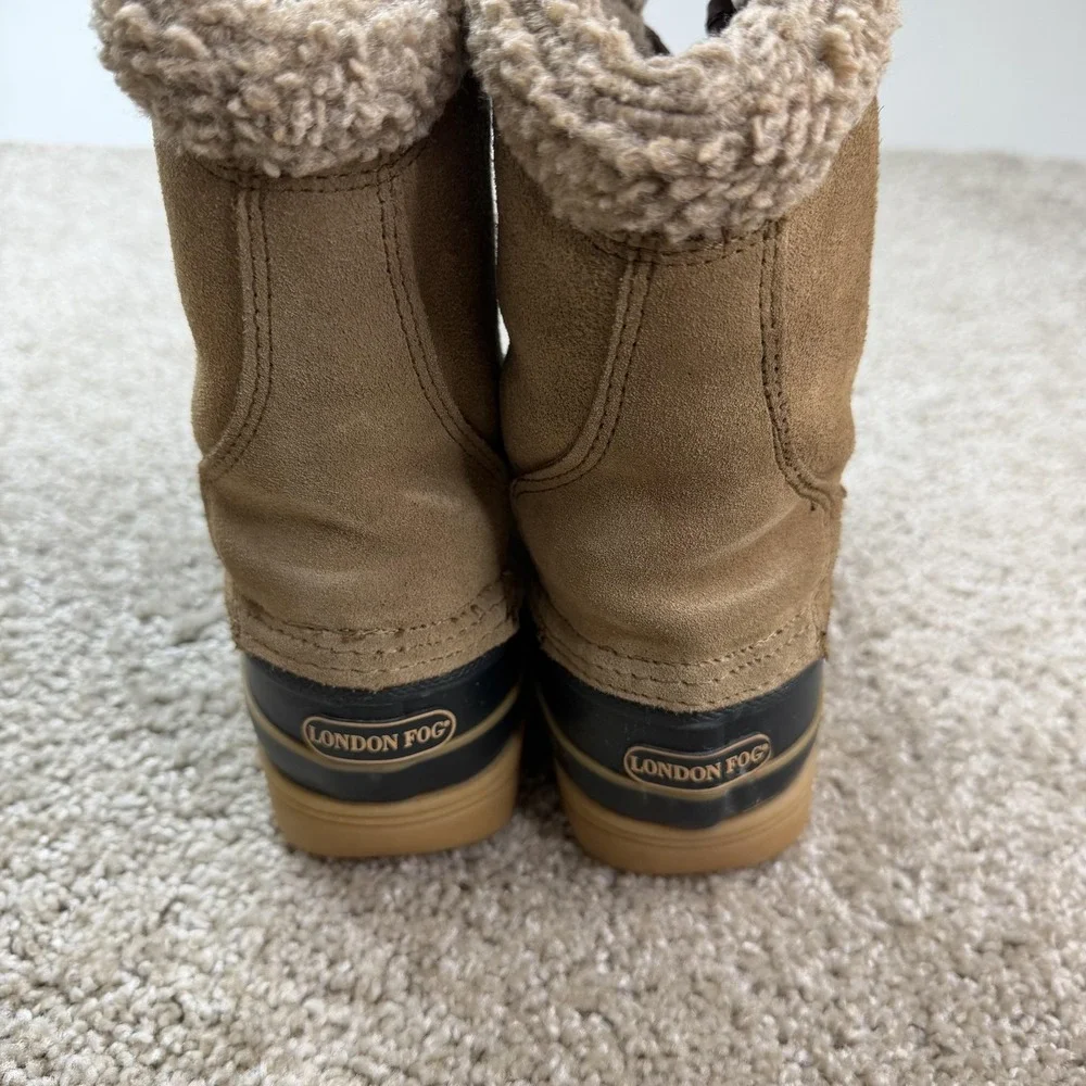 London Fog Boots Womens Size 7 Brown Leather Duck Mid Calf Winter Snow
